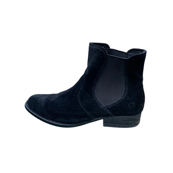 Born Shoes - Born Laney Chelsea Low Heel Black Suede Ankle Boot Comfort Size 9